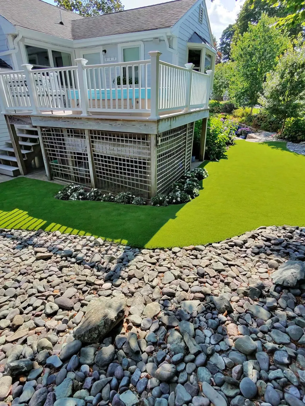 Completed turf around the deck
