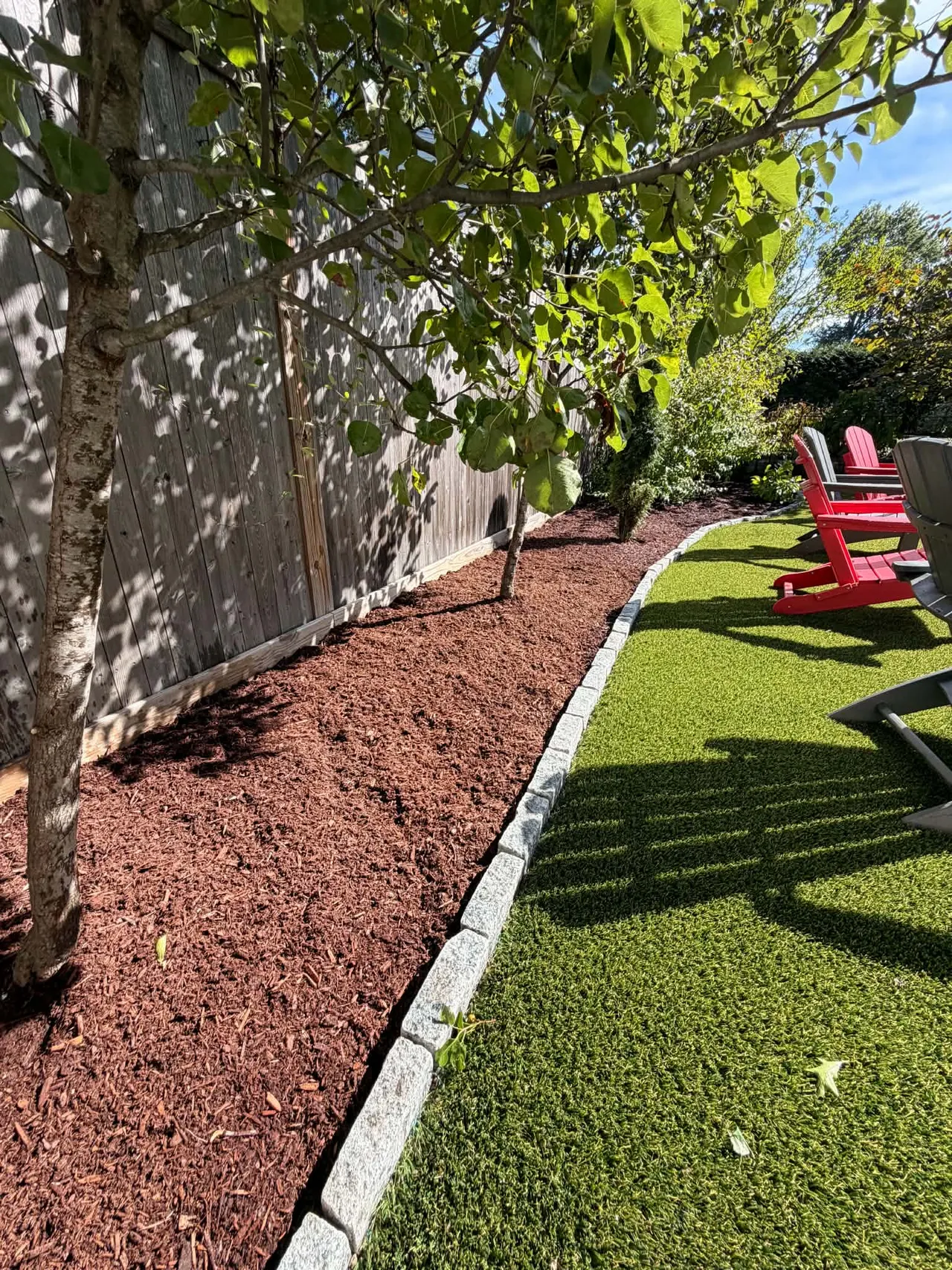 Finished lawn and planting border