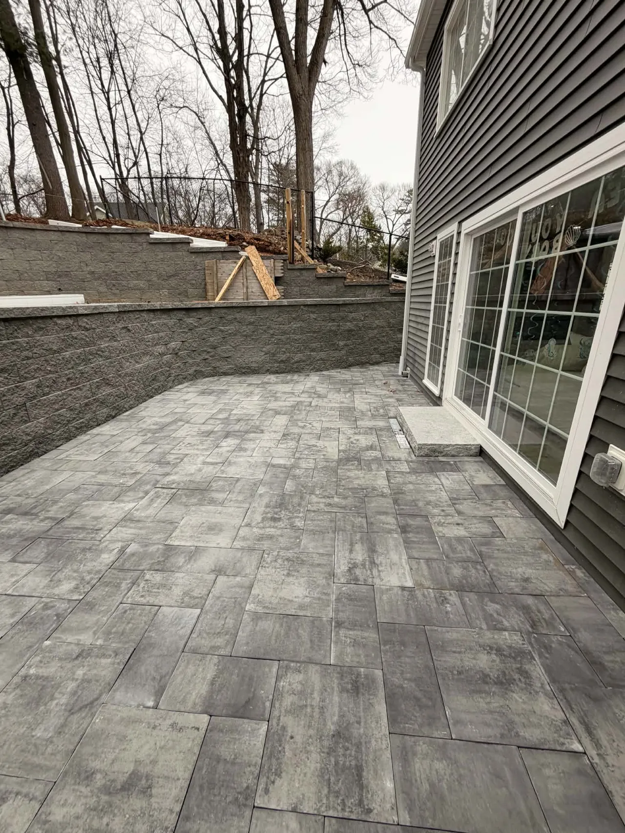 Paver patio during construction
