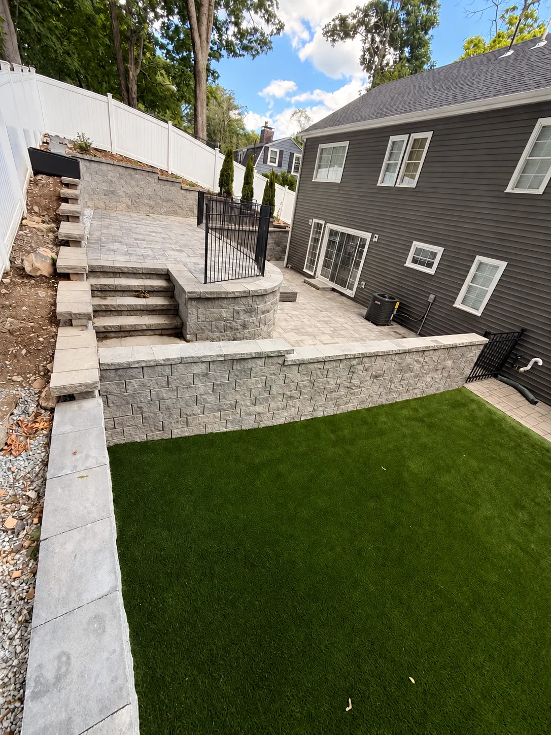 Patios and walls across different levels